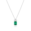 Thumbnail Image 1 of Sterling Silver Platinum Plated Green Emerald Cut Cubic Zirconia Pendant 16+2" Necklace
