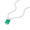 Thumbnail Image 2 of Sterling Silver Platinum Plated Green Emerald Cut Cubic Zirconia Pendant 16+2" Necklace