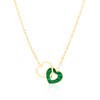 Thumbnail Image 1 of 9ct Yellow Gold Linked Malachite Heart Adjustable 15.5+1" Necklace