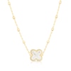 Thumbnail Image 1 of 9ct Yellow Gold Mother Of Pearl Clover Ball Pendant 16+1" Necklace