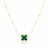Thumbnail Image 1 of 9ct Yellow Gold Malachite Clover Ball Pendant 16+1" Necklace