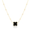 Thumbnail Image 1 of 9ct Yellow Gold Onyx Clover Ball Pendant 16+1" Necklace