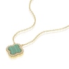 Thumbnail Image 2 of Sterling Silver Gold Plated Clover Malachite & CZ Pendant 16.5+1" Necklace