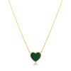 Thumbnail Image 1 of Sterling Silver Gold Plated Heart Malachite & CZ Pendant 16.5+1" Necklace