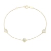 Thumbnail Image 1 of 9ct Yellow Gold Mother Of Pearl Heart Station 7.5" Bracelet