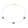 Thumbnail Image 1 of 9ct Yellow Gold Malachite Heart Station 7.5" Bracelet