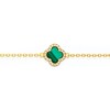 Thumbnail Image 2 of Sterling Silver Gold Plated Clover Malachite & CZ 7+1" Bracelet
