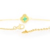 Thumbnail Image 3 of Sterling Silver Gold Plated Clover Malachite & CZ 7+1" Bracelet