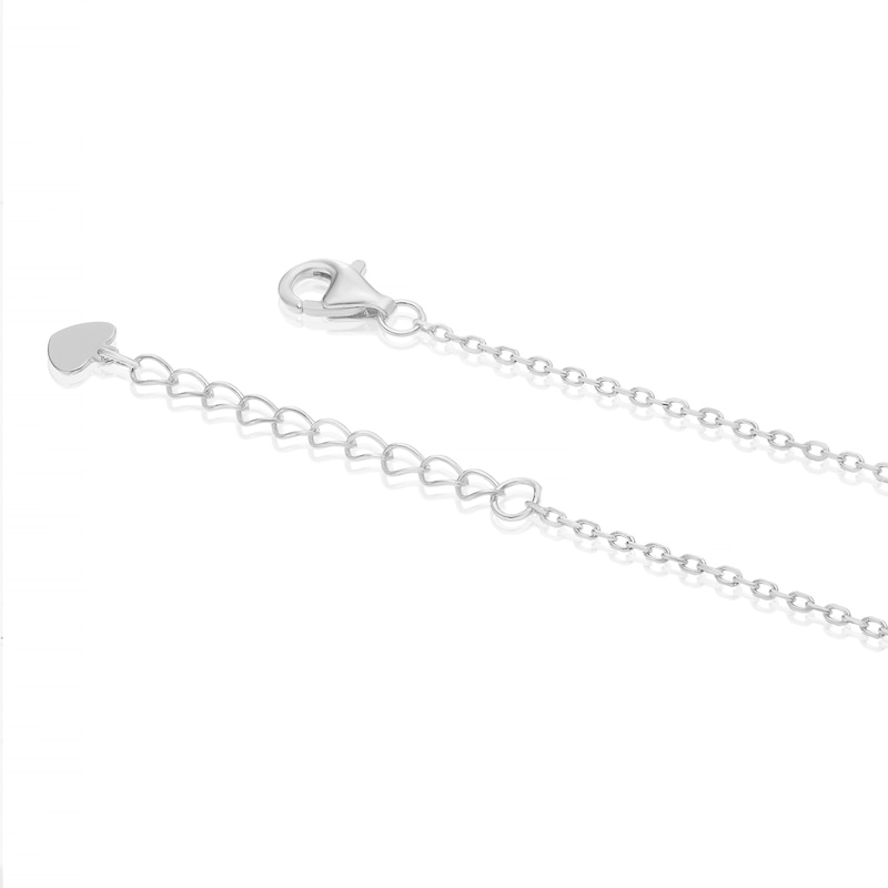 Main Image 3 of Sterling Silver Rhodium Plated Black Agate Clover & CZ Pendant 15.75+2" Necklace
