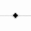 Thumbnail Image 2 of Sterling Silver Rhodium Plated Black Agate Clover & CZ 6.25+1" Bracelet