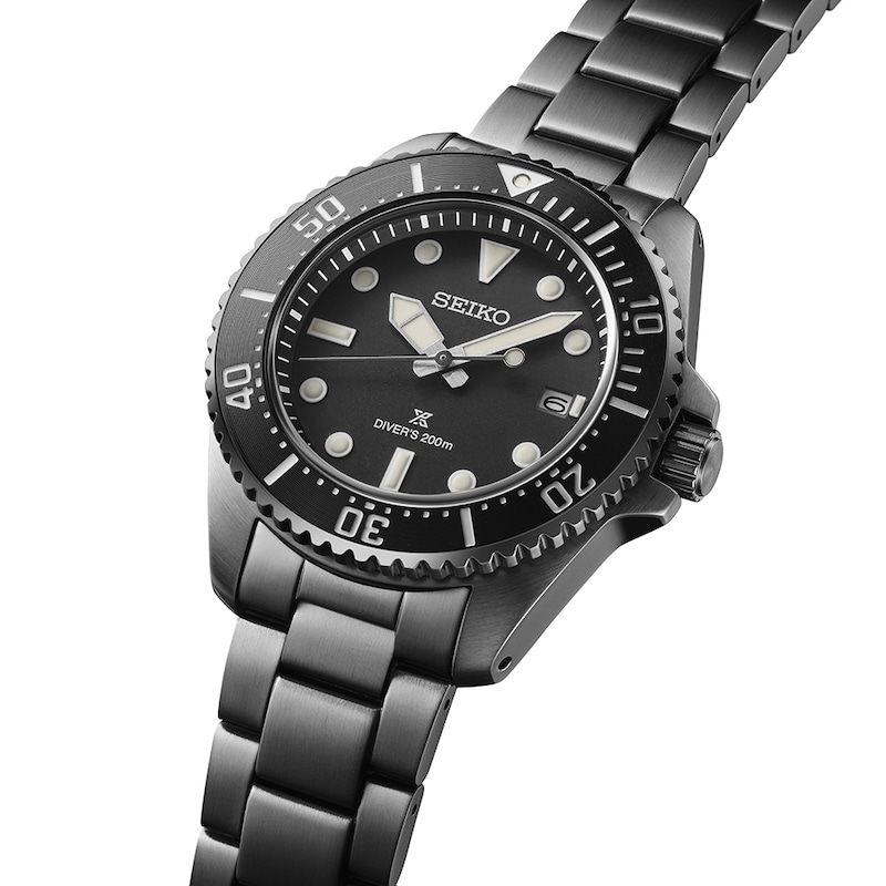 Main Image 2 of Seiko Exclusive Prospex Men's "All Black" Solar Diver's Stainless Steel Watch