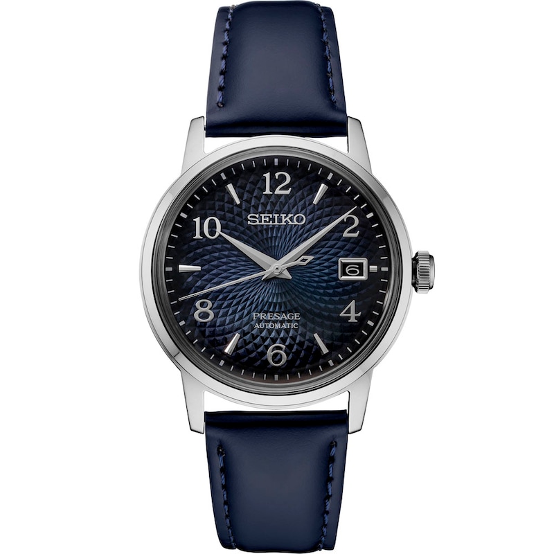 Main Image 1 of Seiko Men's Presage "Old Clock" Cocktail Blue Leather Strap Watch