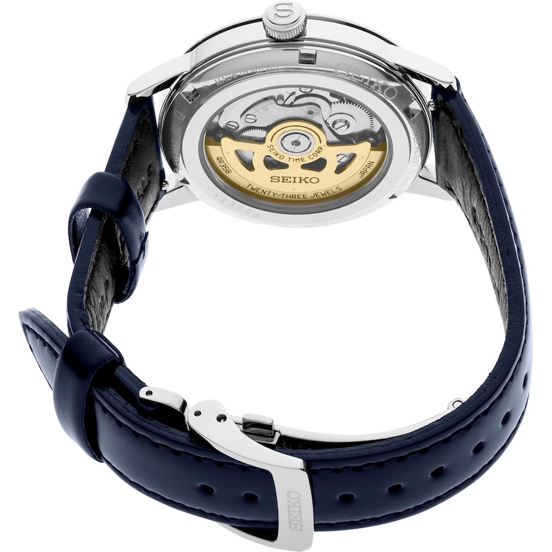 Main Image 3 of Seiko Men's Presage "Old Clock" Cocktail Blue Leather Strap Watch