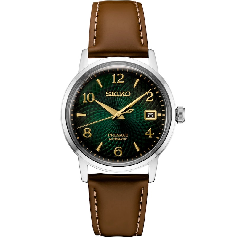 Main Image 1 of Seiko Men's Presage "Mojito" Cocktail Brown Leather Strap Watch