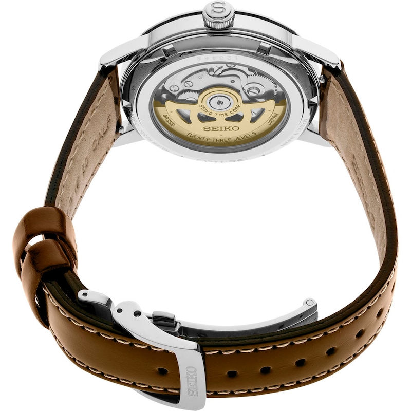 Main Image 2 of Seiko Men's Presage "Mojito" Cocktail Brown Leather Strap Watch