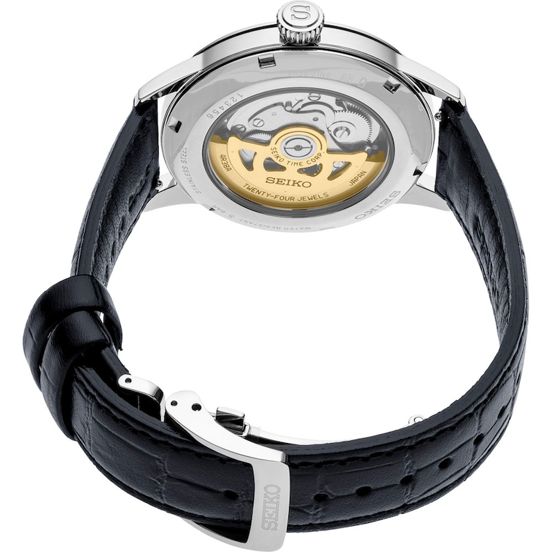 Main Image 3 of Seiko Men's Presage Cocktail Time ‘Blue Moon’ Open Heart Blue Leather Strap Watch