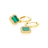 Thumbnail Image 2 of Sterling Silver Gold Plated Clover Malachite & CZ Hoop Drop Earrings