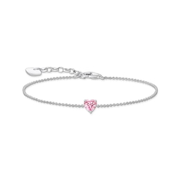 Thomas Sabo Sterling Silver Pink Heart Cubic Zirconia Bracelet