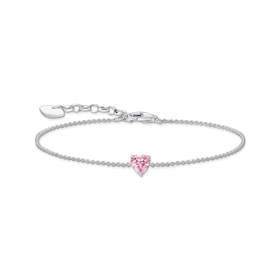 Thomas Sabo Sterling Silver Pink Heart Cubic Zirconia Bracel