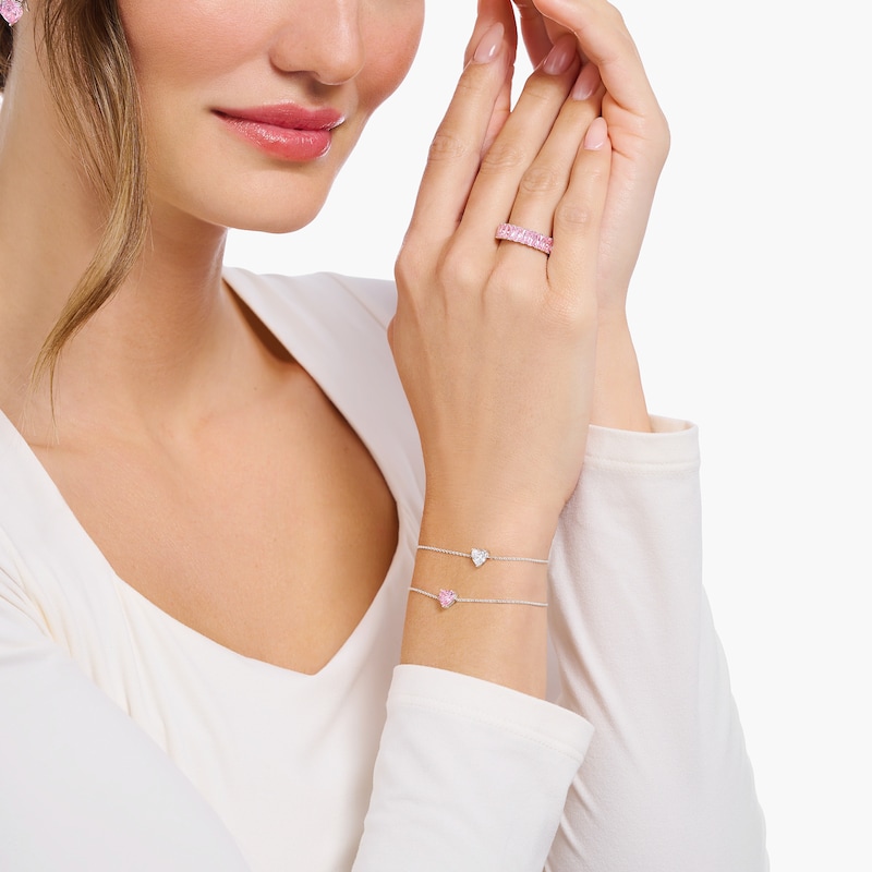 Main Image 2 of Thomas Sabo Sterling Silver Pink Heart Cubic Zirconia Bracelet
