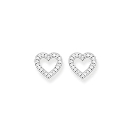 Thomas Sabo Sterling Silver White Enamel Heart Stud Earrings