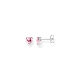 Thomas Sabo Sterling Silver Pink Heart Cubic Zirconia Stud Earrings