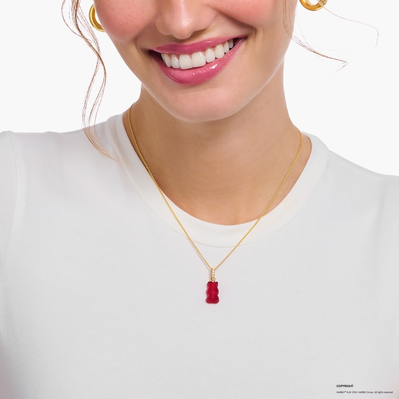 Main Image 3 of Thomas Sabo x Haribo Sterling Silver 18ct Gold Plated Red Goldbear Necklace
