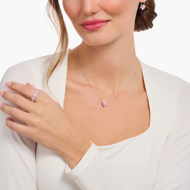 Main Image 2 of Thomas Sabo Sterling Silver Pink Heart Cubic Zirconia Pendant Necklace