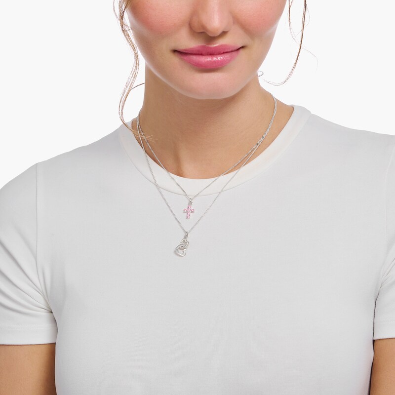 Main Image 2 of Thomas Sabo Sterling Silver Interlocking Heart Pendant Necklace