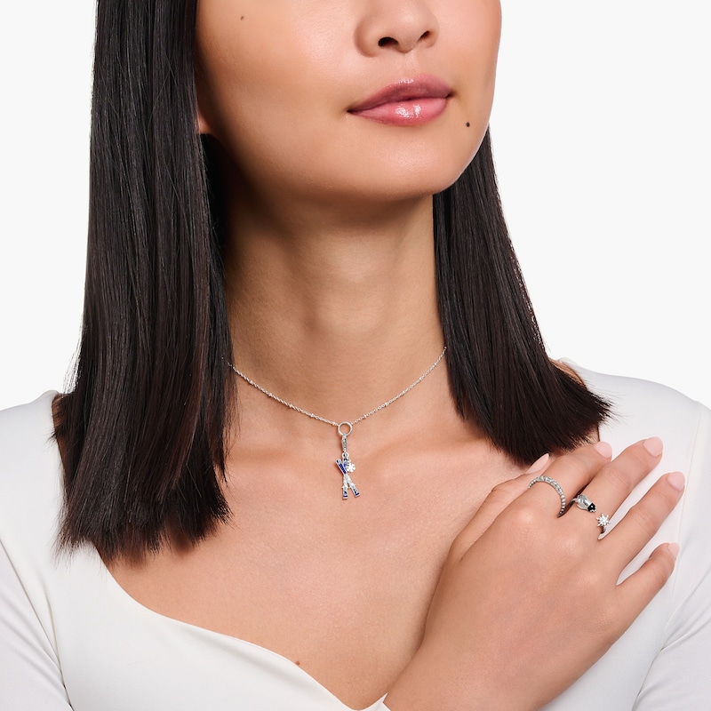 Main Image 2 of Thomas Sabo Sterling Silver Blue Ski & Snowflake Charm