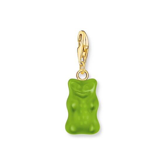 Thomas Sabo Sterling Silver 18ct Gold Plated Green Goldbear Charm
