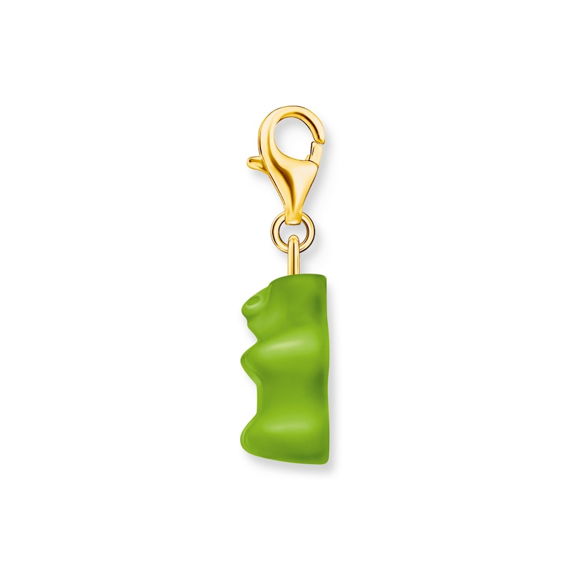 Main Image 2 of Thomas Sabo Sterling Silver 18ct Gold Plated Green Goldbear Charm