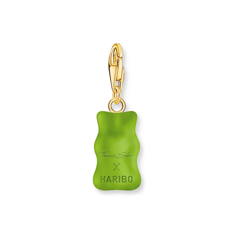 Main Image 3 of Thomas Sabo Sterling Silver 18ct Gold Plated Green Goldbear Charm