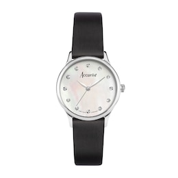 Accurist Ladies' Dress Black Leather Strap Watch