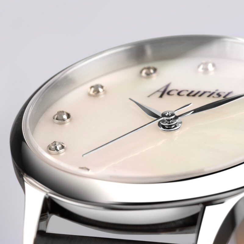 Main Image 2 of Accurist Ladies' Dress Black Leather Strap Watch