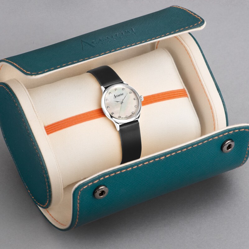Main Image 7 of Accurist Ladies' Dress Black Leather Strap Watch
