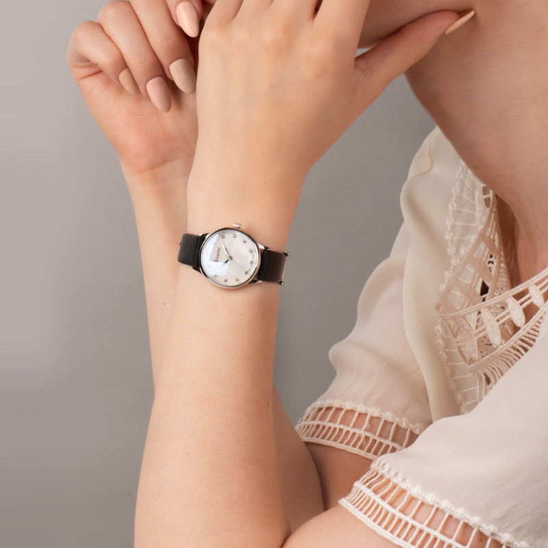 Main Image 8 of Accurist Ladies' Dress Black Leather Strap Watch