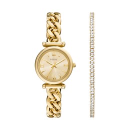 Fossil Ladies' Chain Style Gold Tone Bracelet & Watch Set