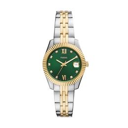 Fossil Ladies' Green Dial Two Tone Stainless Steel Bracelet Watch
