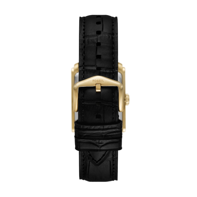 Main Image 2 of Fossil Men's Rectangle Gold Feature Dial Black Leather Strap Watch