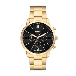 Fossil Men's Black Chronograph Dial Gold Tone Stainless Steel Watch