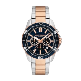 Armani Exchange Men's Black Chronograph Dial Two Tone Stainless Steel Watch