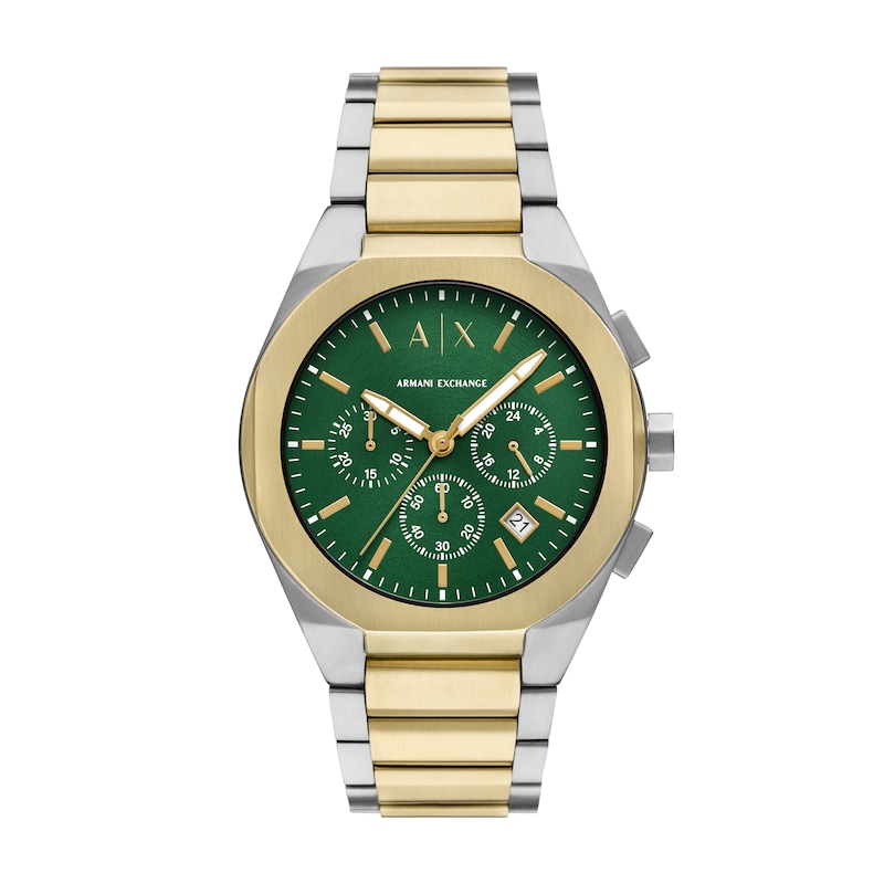 Main Image 1 of Armani Exchange Sync Men's Green Chronograph Dial Two Tone Stainless Steel Watch
