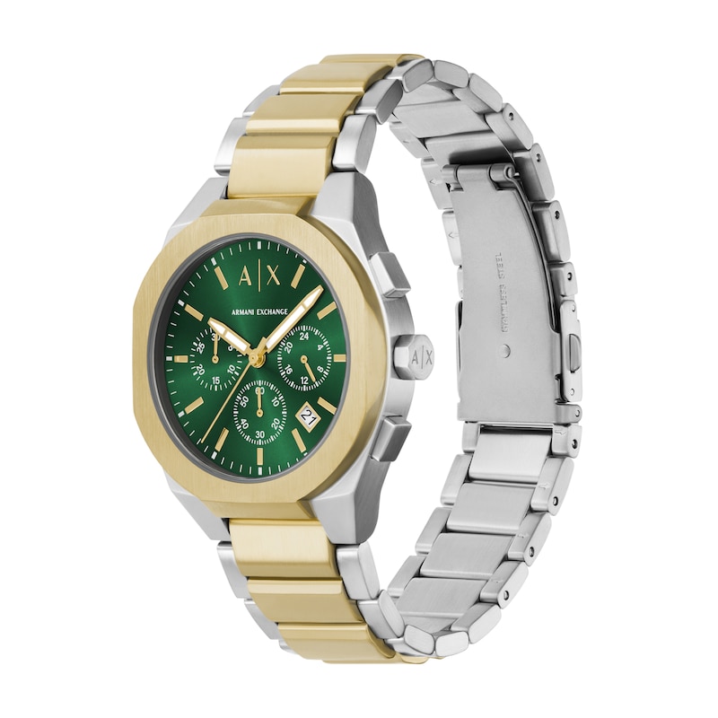 Main Image 2 of Armani Exchange Sync Men's Green Chronograph Dial Two Tone Stainless Steel Watch
