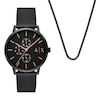 Thumbnail Image 1 of Armani Exchange Men's Black Tone Chain Necklace & Mesh Strap Watch Set