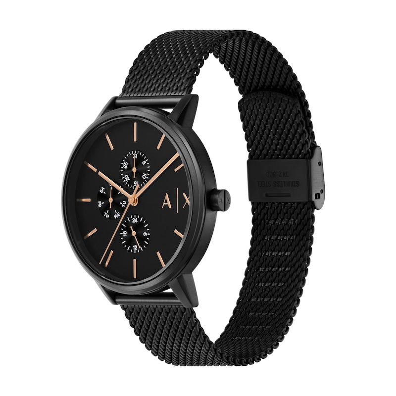 Main Image 2 of Armani Exchange Men's Black Tone Chain Necklace & Mesh Strap Watch Set