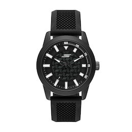 Skechers Men's Pickleball Black Tone Silicone Strap Watch
