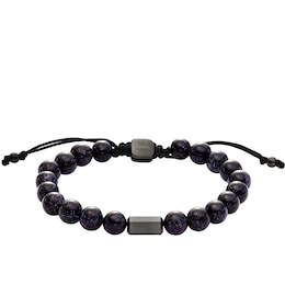 Fossil Men's Galaxy Beads Navy Reconstructed Sandstone Beaded Bracelet