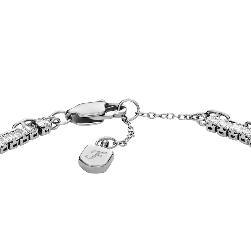 Main Image 3 of Fossil Ladies' Heritage D-Link Glitz Silver Tone Chain Tennis Bracelet