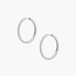 Fossil Ladies' Ellis All Stacked Up Silver Tone Hoop Earrings